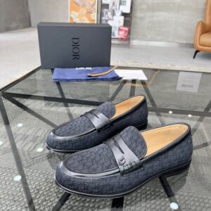 Male formal leather shoes with fabric upper