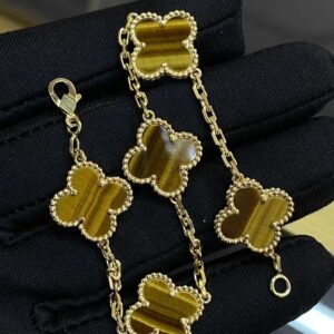 Four-leaf tiger eye rainbow bracelet