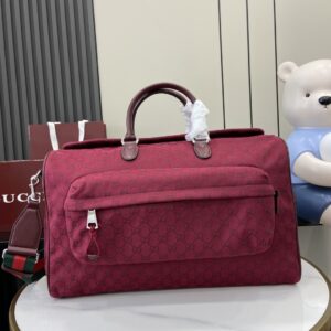 Medium GG travel bag beige umber canvas