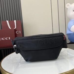 Small GG black nylon waist pack