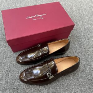 Ferragamo men's leather moccasins with Gancini detail