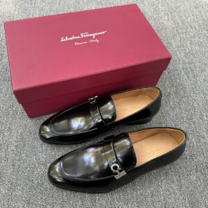 Ferragamo men's leather moccasins with Gancini detail