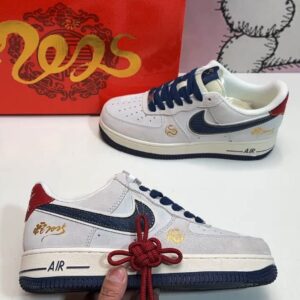 Air Force 1 low-cut shoes grey blue red tail snake