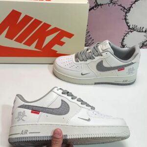 Air Force 1 low-cut shoes white grey denim