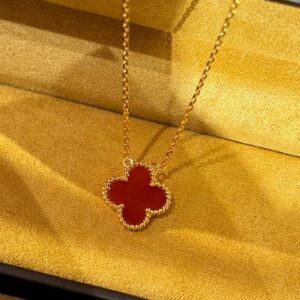 Red new year clovers necklace