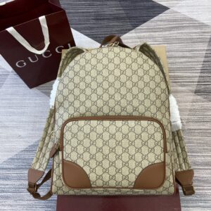 Travel backpack with GG emblem