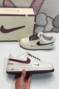 Air Force 1 low-cut shoes white wine red silver edge