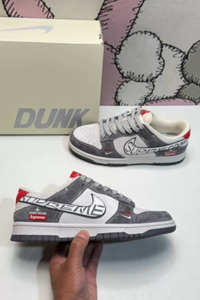 Dunk Low SB low-cut skateboard shoes white grey red tail
