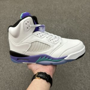 Air Jordan 5 Retro White Purple Grape High Top