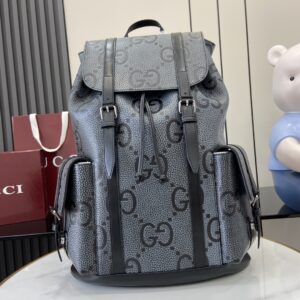Grey black GG super G canvas backpack