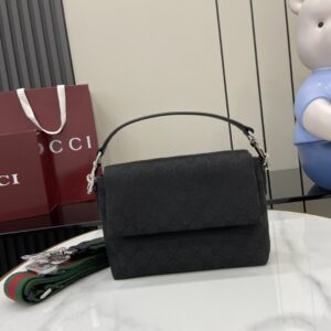 Black GG fabric small shoulder bag
