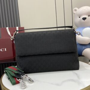 Black GG fabric small shoulder bag