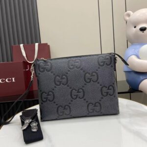 Grey black GG super G courier bag