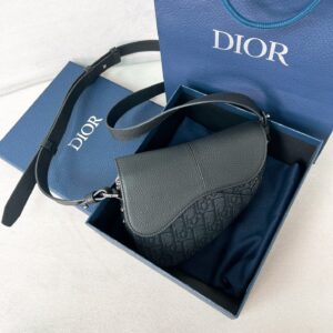 Mini saddle bag with oblique black print