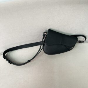 Mini saddle bag with oblique black print