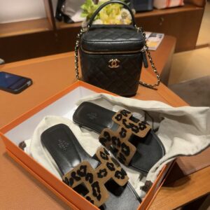 Hermes Leopard Print H Sandal