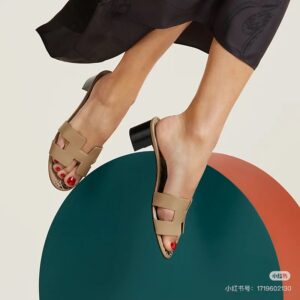 Hermes Spring Summer Leopard Mid Heel Slides
