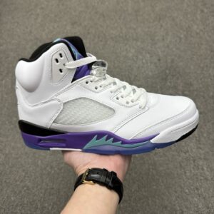Air Jordan 5 Retro White Purple Grape High Top