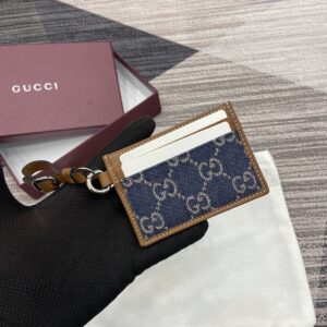 Card holder with GG Monogram fabric
