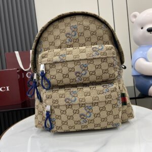 Colorful snake print GG canvas backpack