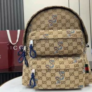 Red embroidered medium backpack