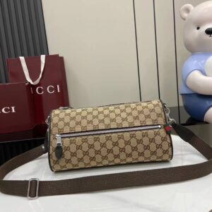 Travel bag beige brown GG cloth red green ribbons