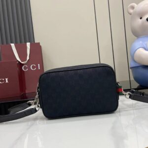 Shoulder bag black GG cloth black leather