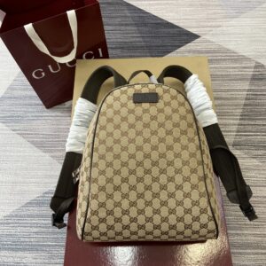 G brand leisure backpack with full box packaging oatmeal brown leather