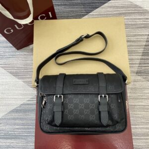 Shoulder bag black cloth leather