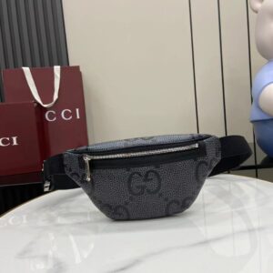 Super G small waist pack gray black leather