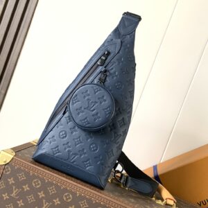 M24467 deep blue premium leather single shoulder bag