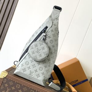 M14916 gray premium leather single shoulder bag